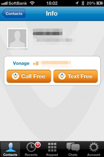 Vonage Movileのユーザーをタップ