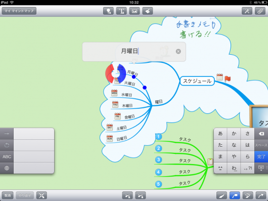 iMindMapでフリック入力